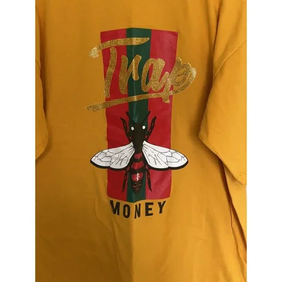 Trap Money Bright Yellow S/S T-Shirt Men's Size 2XL Hippo Heavyweight Tee - Picture 6 of 8